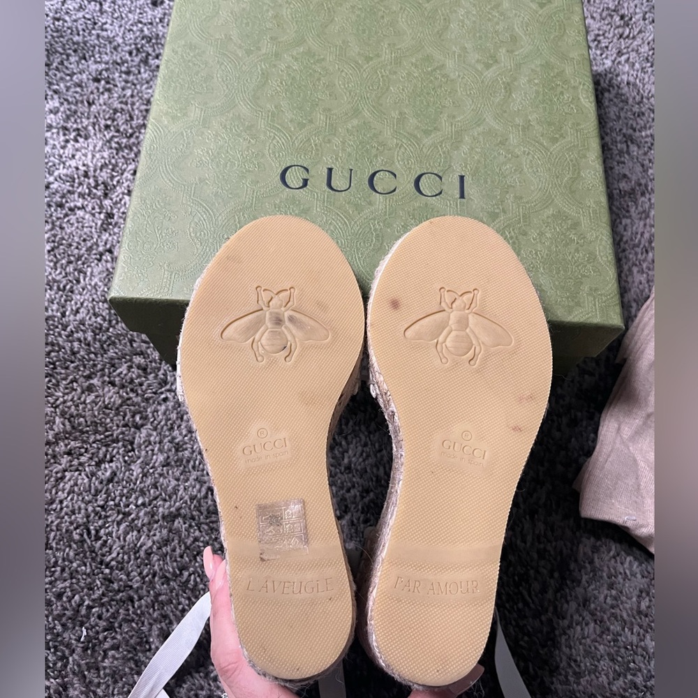 Gucci Multi Colored Lace Up Espadrille Wedge Women’s Size 6/36 Box and Dust Bags - Picture 3 of 7
